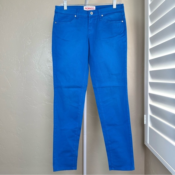 NOS: Deadstock Fiorucci Women's Vibrant Blue Ultra Low Rise Pants Size 27 - Picture 1 of 9